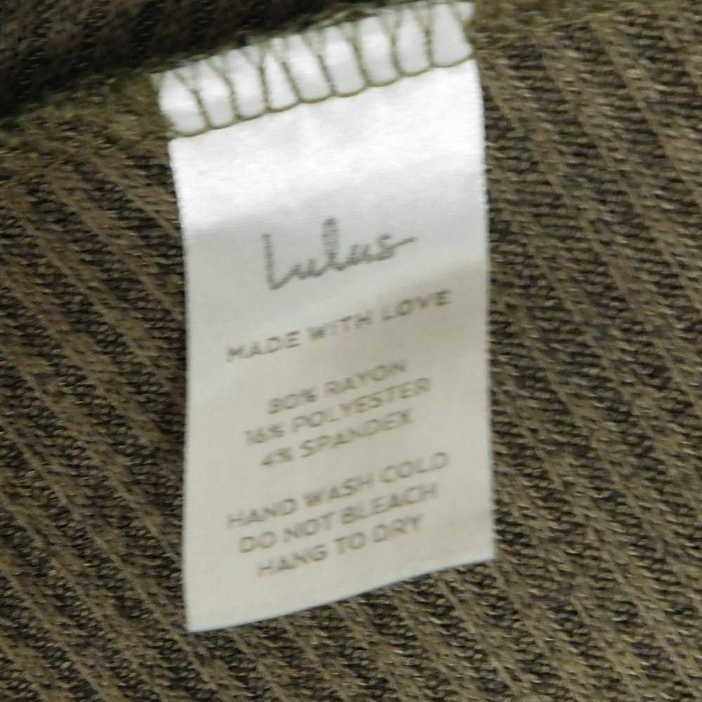 Lulus Skater Dress Womens S Olive Green Ribbed Knit Long Sleeve Sharkbite Hem - Picture 6 of 9